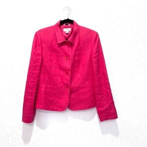 Talbots Pink Blazer irish linen Structured Suit Jacket 8